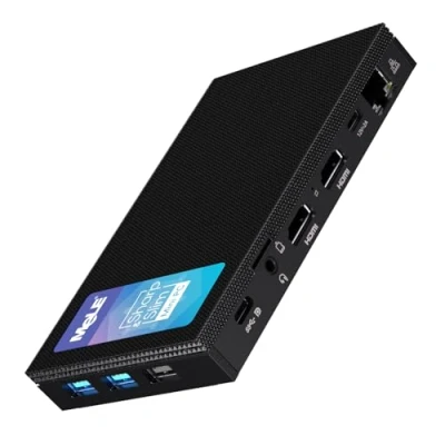 Image de MeLE Quieter4C Mini PC sans Ventilateur 8GB DDR4 256GB ROM Micro Alder Lake N100 (jusqu&#039;à 3,4 GHz) à Petit Format USB C 2 X HDMI 4K@60 Ordinateurs de Bureau Triple Affichage