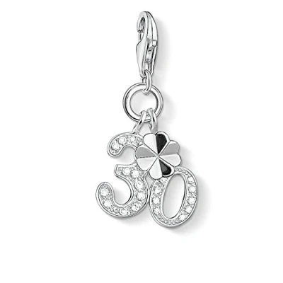 Image de Thomas Sabo Femmes Pendentif Charm Chiffre 30 Club Argent Sterling 925 Pavé d&#039;Oxydes de Zirconium blancs 1237 051 14