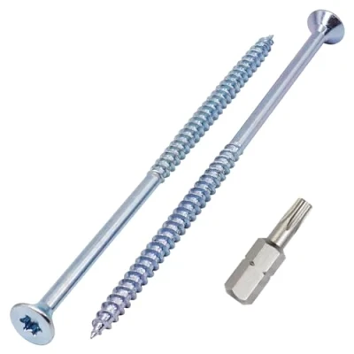 Image de SKIR&#039;CO (10 pièces) Vis à Bois Acier Zingué 6,0 x 140 mm, Tête Fraisée Torx, pour Aggloméré, Partiellement Filetées
