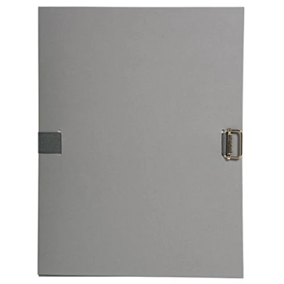 Image de Exacompta Réf. 730E 1 chemise à dos extensible en papier toilé couleur jusqu&#039;à 13 cm fermeture par sangle dim 24 x 32 pour documents au format A4 gris