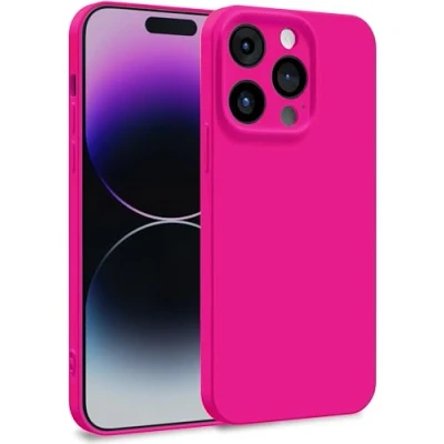 Image de MyGadget Coque pour iPhone 14 Pro Case Protection Rigide Anti Choc avec Doublure Microfibre Rouge Magenta
