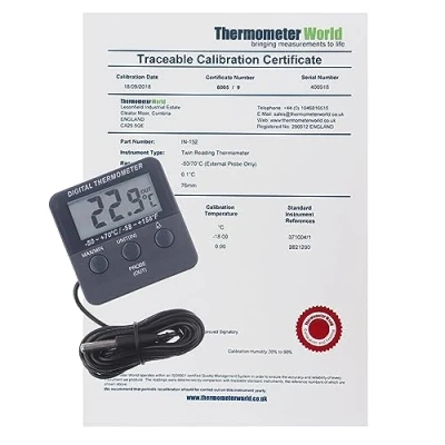 Image de Thermomètre numérique calibré pour réfrigérateur/congélateur avec certificat d&#039;étalonnage traçable à 2 points