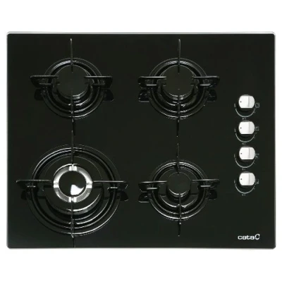 Image de Plaque de cuisson encastrable CATA CI 631 A Gaz Verre trempé 4 feux Commande mécanique Noir
