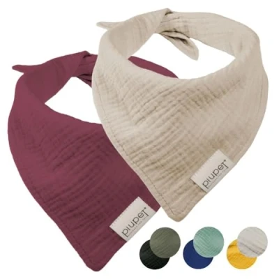 Image de PiuPet® Bandanas pour Chiens Beige/Rouge (Small) Lot de 2 élégants Petits et Grands Chien Accessoires