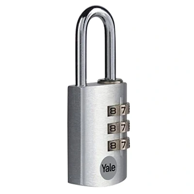 Image de Yale YE3CB/28/126/1/S Cadenas aluminium à combinaison 28 mm, anse acier, argent, code 3 chiffres Pour casier, boîte outils, sac...