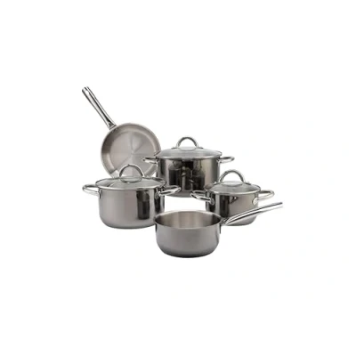 Image de ECHTWERK Lot de 8 casseroles à induction en acier inoxydable haute qualité avec couvercle verre, 3 casseroles, Casserole et poêle frire Tous feux Noir Edition