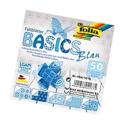 Image de Folia feuilles pour pliage Basics, 80 g/m², 50 assorties, avec 5 motifs différents