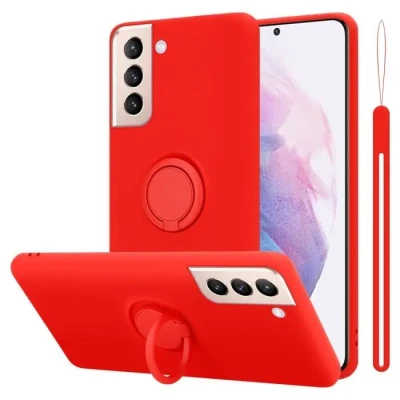 Image de Coque pour Samsung Galaxy S22 PLUS en LIQUID RED Housse de protection Étui silicone TPU flexible avec anneau Neuf