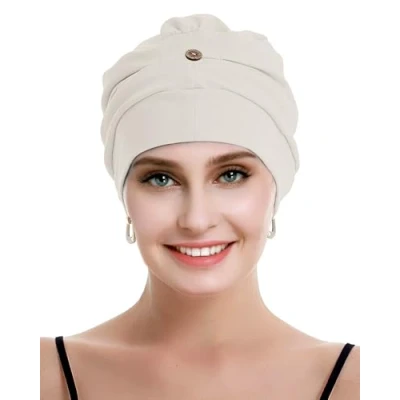 Image de osvyo Chapeau chimio en coton pour femme avec cancer et perte de cheveux, bonnet coton, léger, emballage scellé, Reflet par poudre, taille unique