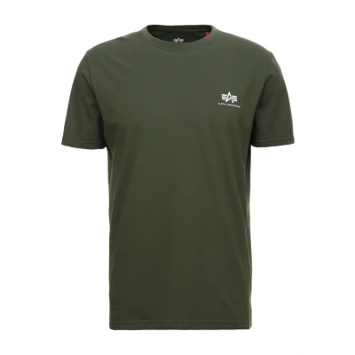Image de Alpha Industries Small LOGO Tshirt basique, Homme, Taille: XS, Dark oliv