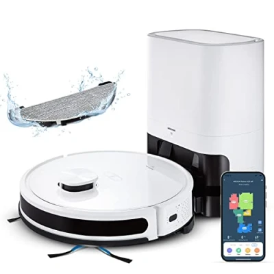 Image de MEDION Robot aspirateur X20 SW (MD111415) avec Station de vidange, Laveur Navigation Laser, sans Fil connecté au Smartphone ou à la Tablette.