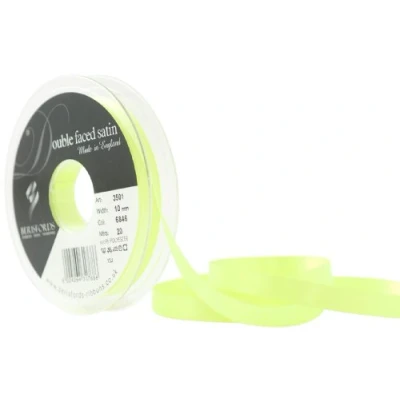 Image de Berisfords Ruban de satin double face en polyester 10 mm, Jaune fluo
