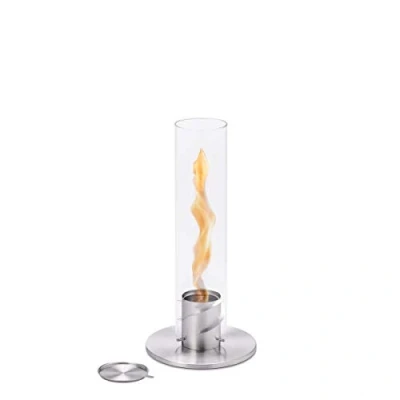 Image de höfats Spin 120 Argent Feu de Table pour l&#039;intérieur et l&#039;extérieur cheminée Table, photophore, Torche Jardin au bioéthanol en Acier Inoxydable