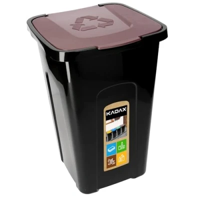 Image de KADAX Poubelle de Recyclage 50L, Conteneur en Polyuréthane Adapté à Une Utilisation Interieure et Exterieure, Grand Bac avec Couvercle (Marron)