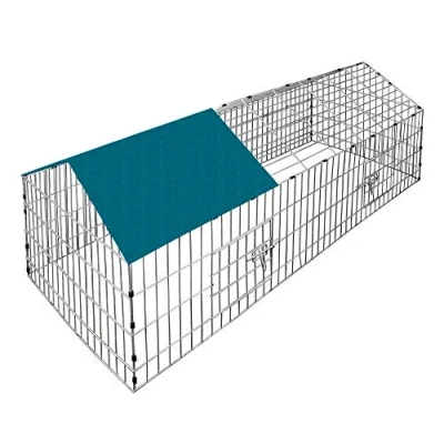 Image de Cadoca Enclos pour Lapin Vert Cage à Parc métal extérieur 180x75 cm Toit Amovible avec bâche Protection UV