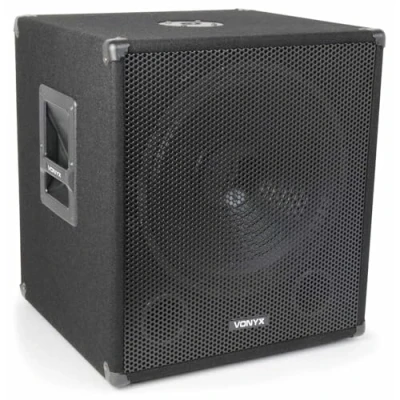 Image de VONYX SWA15 Caisson de Basse Amplifié 600W Subwoofer pour DJ 15&quot;, Insert Pied d&#039;Enceinte, Réglages Le Son, la Fréquence et Phase, Solide Facile à Transporter