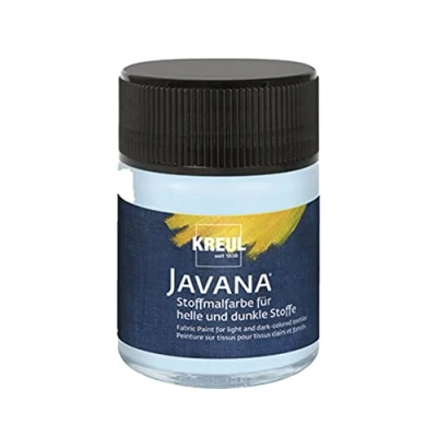 Image de Kreul 91979 Peinture pour tissu Javana tissus clairs et foncés, 50 ml verre bleu glacé, caractère pâteux, tamponner pochoiriser, résistant au lavage après fixation