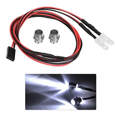 Image de Drfeify lumière RC, 2 pièces 5mm phares Accessoires RC lumières LED compatibles avec 1/10 modèle véhicule de Voiture dérive(9# Blanche)