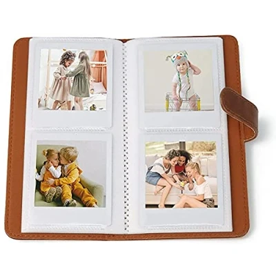 Image de Mini album photo pour Fujifilm Instax Square SQ6, 80 pochettes en cuir synthétique de qualité supérieure appareil SQ1/SQ10/SQ20/SQ6 et imprimante Polaroid SHARE SP 3 Marron