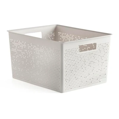 Image de TATAY Bohol Boîte de rangement rectangulaire en polypropylène sans BPA 100 % plastique recyclé Blanc Dimensions 30 x 39 21,5 cm