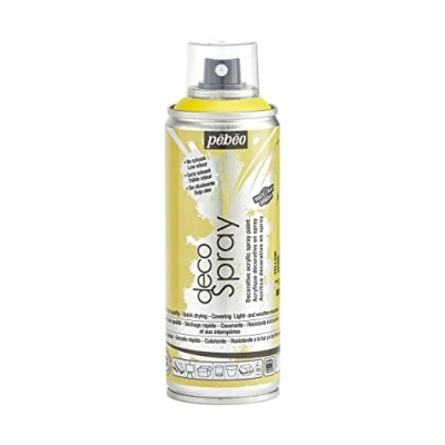 Image de PEBEO Peinture Acrylique en Spray Pour la Décoration Multi Supports Intérieur et Extérieur Base Eau, Faible Odeur 200 ml Finition Mate Coloris Jaune
