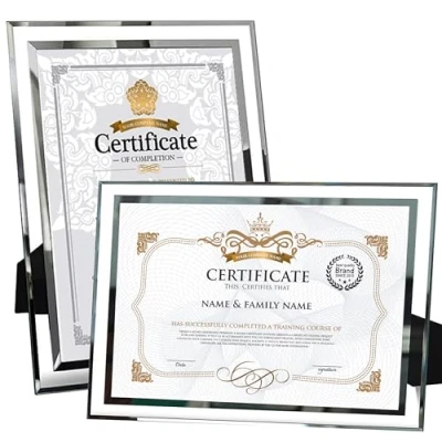 Image de Dohomi 2pack A4 Picture Frame Certificate Glass Document Diploma Graduation Poster Photo Display Stand For Tabletop(Silver), argenté, 21 x30 cm