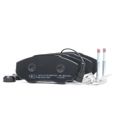 Image de BREMBO P 23 091 Jeu de plaquettes frein contact signal d&#039;usure inclus avec vis d&#039;étrier accessoires