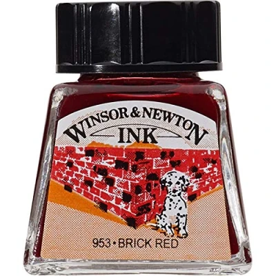 Image de Winsor &amp; Newton Encre à Dessiner Flacon 14ml 040 Rouge Brique Série 1