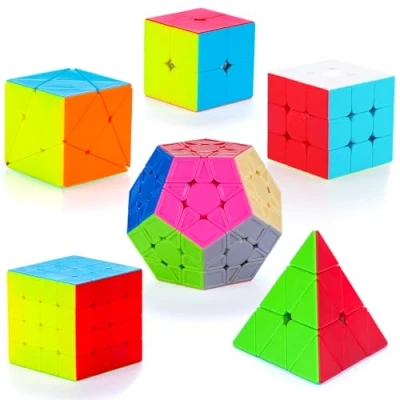 Image de SISYS Speed Magic Cube Ensemble, 6 Pack Magique 2x2x2 3x3x3 4x4x4 Pyraminx Megaminx Skewb sans Autocollant en Douceur Jouet pour Enfants et Adultes
