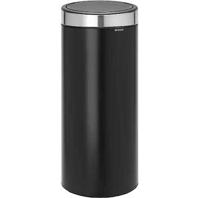 Image de Brabantia Poubelle Touch Bin Unie New, 30L Noir Mat avec Couvercle Anti traces de Doigts