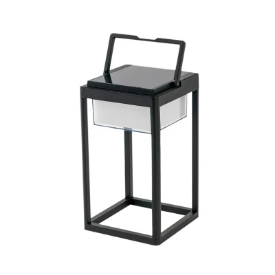 Image de Lucande Lampe de table solaire LED Tilena, ronde, noire, intensité variable