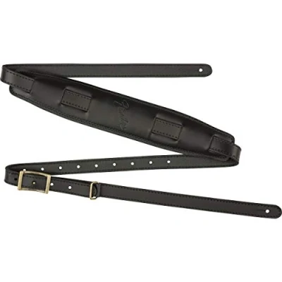 Image de Fender® »MUSTANG® VINTAGE SADDLE STRAP« Sangle en cuir pour guitare Couleur: Noir