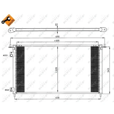 Image de NRF EASY FIT 35636 Condenseur De Clim avec bague d&#039;étanchéité 15,5 10,2 Aluminium 600 HONDA: CIVIC 7 Hatchback