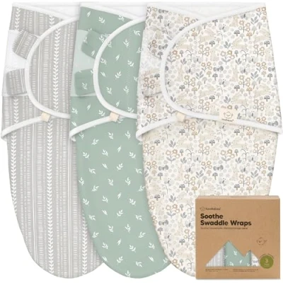 Image de KeaBabies Sacs de Sommeil Bio pour bébé 3 Paquets Langes Nouveau né 0 Mois Sac Ergonomique Lange Couchage (Excavation)