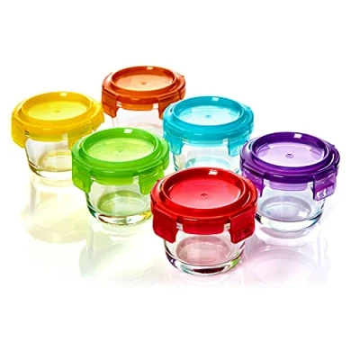 Image de bambuswald© 6 bocaux de rangement 120 ml avec verrouillage à clic verrouillables et hermétiques pour micro ondes congélateur Pot stockage en verre