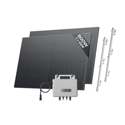 Image de Kit solaire EcoFlow STREAM, Micro onduleur 800W relié au réseau, panneaux solaires PV 400W*2 avec support de toit incliné, contrôle par application et WiFi, idéal pour en pente