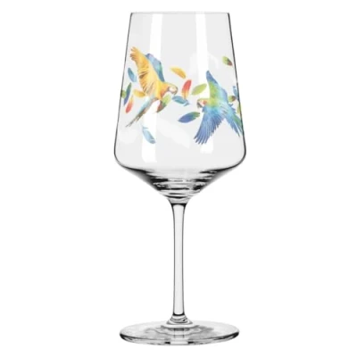 Image de Ritzenhoff 2841011 Verre à apéritif 500 ml Série Sommerrausch n 11 avec motif perroquet coloré Fabriqué en Allemagne, Orange, Bleu, Rouge.