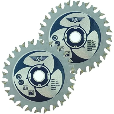 Image de 2 x TopsTools CS7624T_2 Lames de scie TCT 76 mm 24T Alésage 10 Compatible avec Bosch GWS 12 V Milwaukee M12FCOT PARKSIDE PWSA lI Worx WX424 300 W WA5030 WA5031 WA5032 WA5033