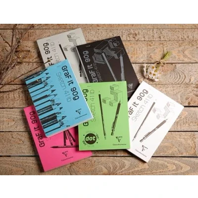 Image de Clairefontaine 96670C Bloc Agrafé GraF&#039;it 80 Feuilles Papier Dessin Croquis Uni Détachables A5 14,8x21 cm 90g Couverture Blanche Paquet de 10 Blocs