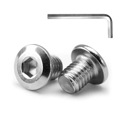 Image de MINHER M4 x 10mm 20Pcs Tête Plate Vis D’assemblage à Six Pans Creux, Acier Inoxydable A2 V2A, Boulons de Meubles, Filetage Complet (Avec Clé Hexagonale)
