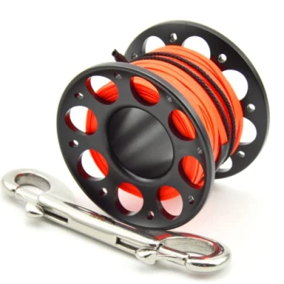 Image de 15m Mini Plongée sous Marine Spool Doigt Bobine Mousqueton en Alliage d&#039;aluminium Apnee Finger Reel Dive