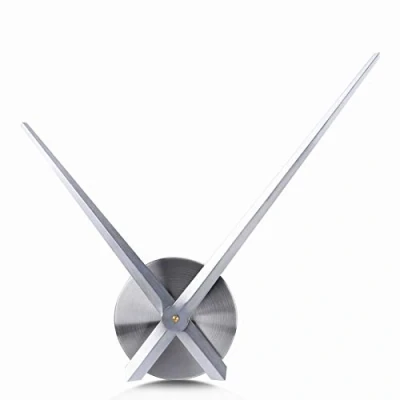 Image de Lafocuse Grande Horloge Murale Aiguilles 3D, DIY Silencieuse Metal Pendule Argent, Mouvement Mécanisme sans Chiffre Décoration pour Chambre Cuisine Salon (70 100 cm)