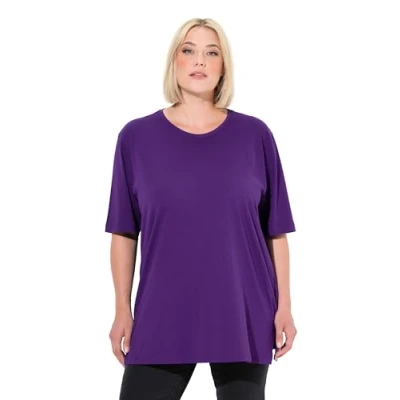 Image de Ulla Popken T Shirt, Rundhalsausschnitt, Relaxed, Halbarm Maillot de Tunique, Violet Profond, 44 46 Femmes