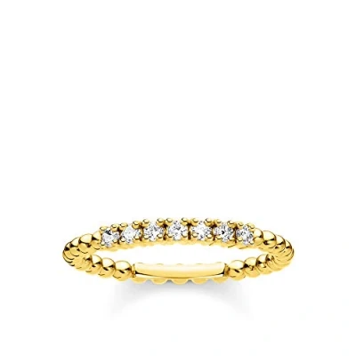 Image de THOMAS SABO Bague pour femme avec pierres blanches en argent sterling 925, plaqué or jaune 750, TR2323 414 14, Argent, Pas de pierre précieuse