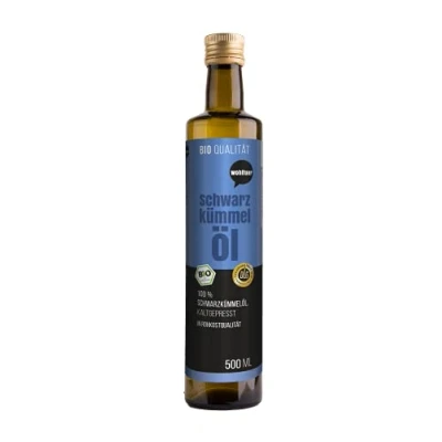 Image de Wohltuer Huile de nigelle bio 500 ml Pressée à froid et qualité alimentaire brute Particulièrement douce Produit la marque Allgäuer Ölmühle