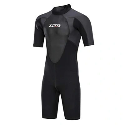 Image de Combinaisons 3mm de plongée Shorty en néoprène haut gamme pour hommes avec fermeture à glissière dans le dos surf