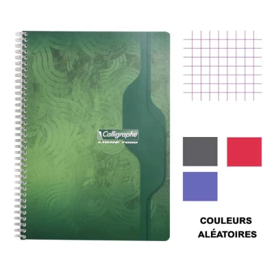 Image de Calligraphe 2407C Un Cahier à Spirale (une Marque de Clairefontaine) A4 21x29,7 cm 100 Pages Petits Carreaux Papier Blanc 70 g Couverture Carte Recyclée Vernie Couleur Aléatoire