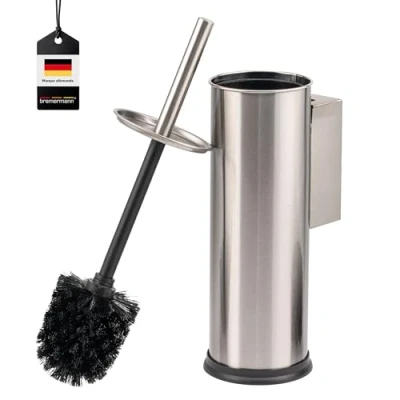Image de bremermann Ensemble WC rond en acier inoxydable avec support mural