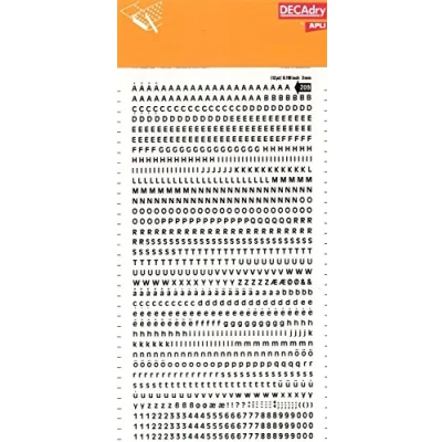 Image de Apli SDD209F Lettres et chiffres transfert noirs 3 mm 997 caractères