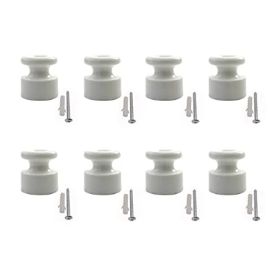 Image de Lot de 8 isolateurs en porcelaine pour câble textile installation électrique vintage, diamètre : 20 mm